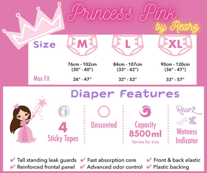 Rearz 12-Hour Disposable Diapers: Princess Pink