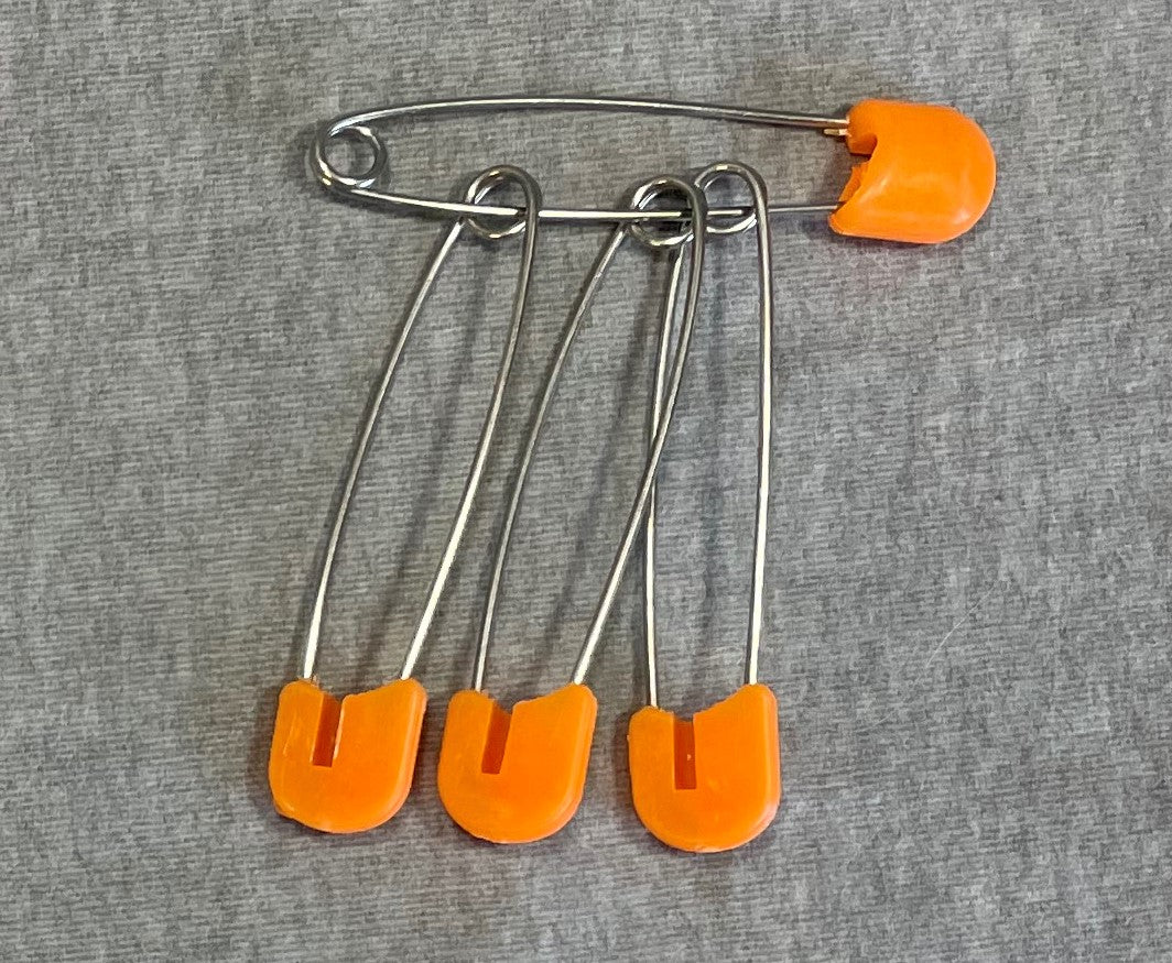 Plastic Headed Diaper Pins - 4 Pack - Orange